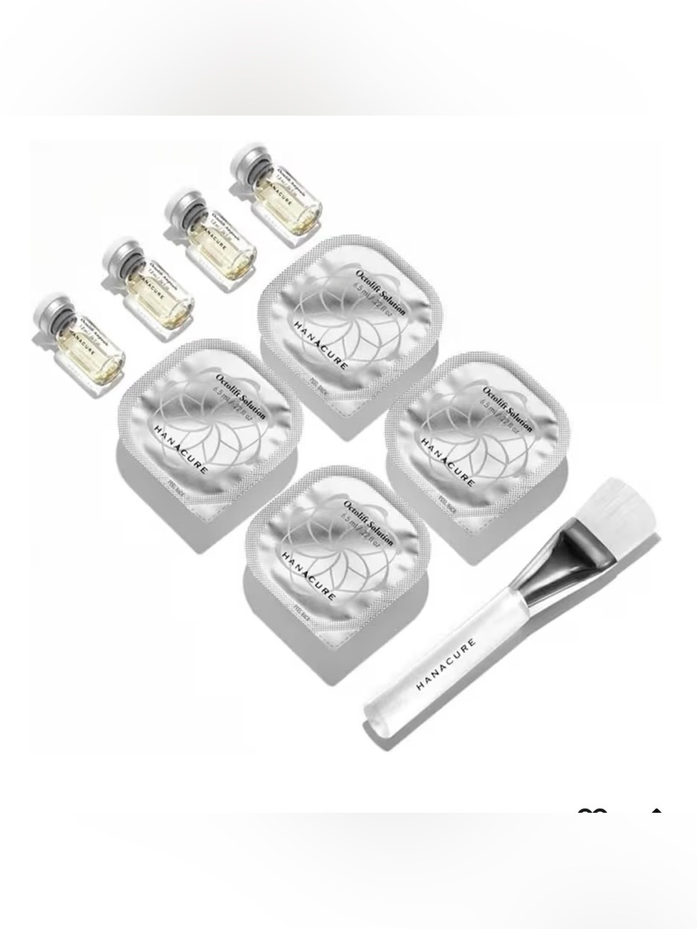 NIB Hanacure All-In-One Facial 4 pack Lifting Mask Neck Firming Tightening Brush